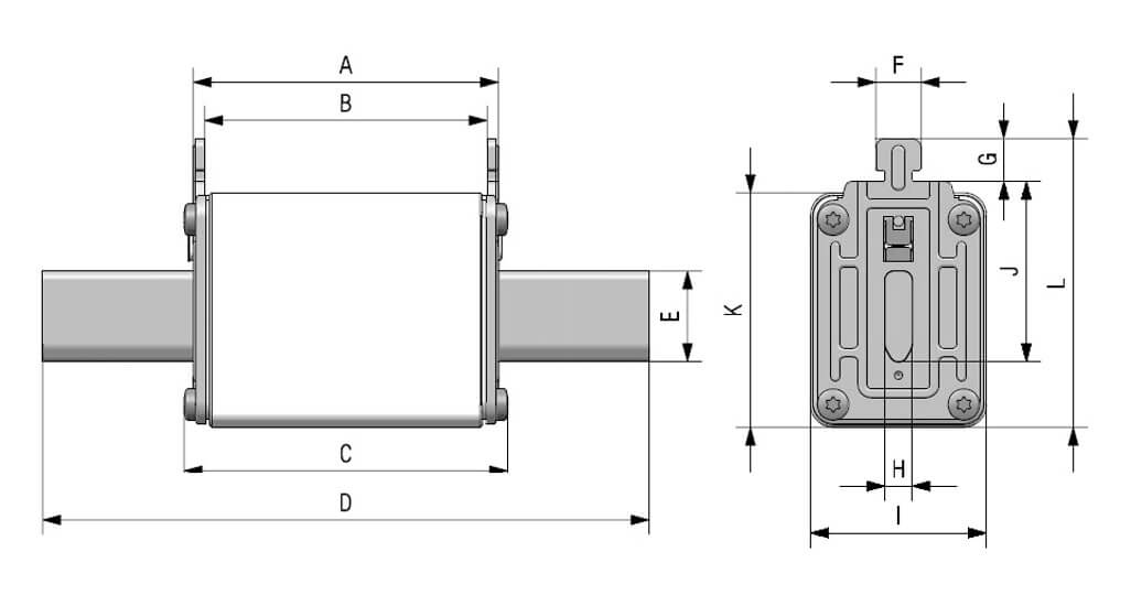 Dimensions fusible NH3 gBAT 1000V DC