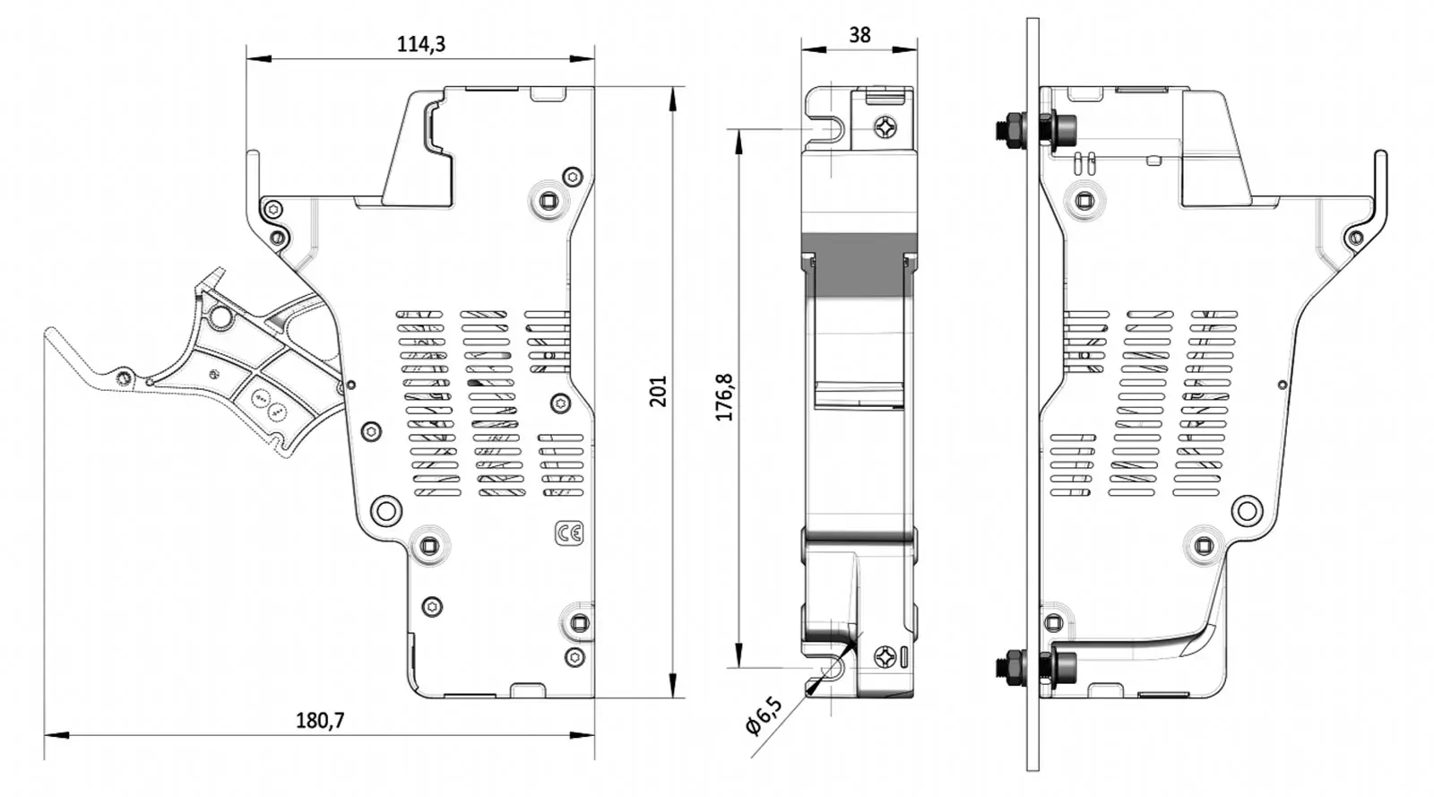 Dimensions du porte-fusible PMX 20x127 1500V DF Electric