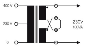 Connexion secondaire en série d'un transformateur monophasé TR28 400/230 V