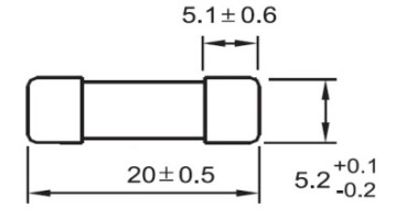 Dimensions des fusibles céramique 5x20 HPC 250V AC